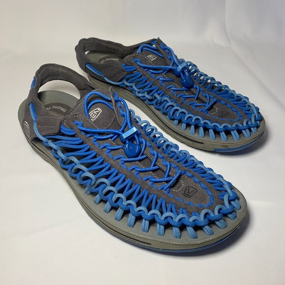 Keen Uneek Mens 10.5M Sandal Blue Aqua Paracord Bungee Outdoor Hiking Active EUC - Picture 3 of 10
